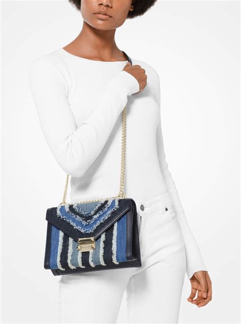 Whitney Large Frayed Denim Convertible Shoulder Bag 